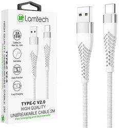 Lamtech USB 2.0 Cable USB-C male - USB-A 18W Λευκό 2m (LAM450299)