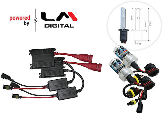 LM Digital Xenon Σετ Φωτισμού Αυτοκινήτου H1 12V 6000K Ψυχρό Λευκό