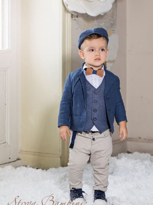 Stova Bambini Boys Baptism Suit with Vest 7pcs Blue