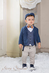 Stova Bambini Βαπτιστικό Κοστούμι με Γιλέκο για Αγόρι Μπλε 7τμχ