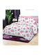 To megalo pazari Sheet Sets Semi-Double with Elastic 135x200+20cm. Rose Floral 4pcs