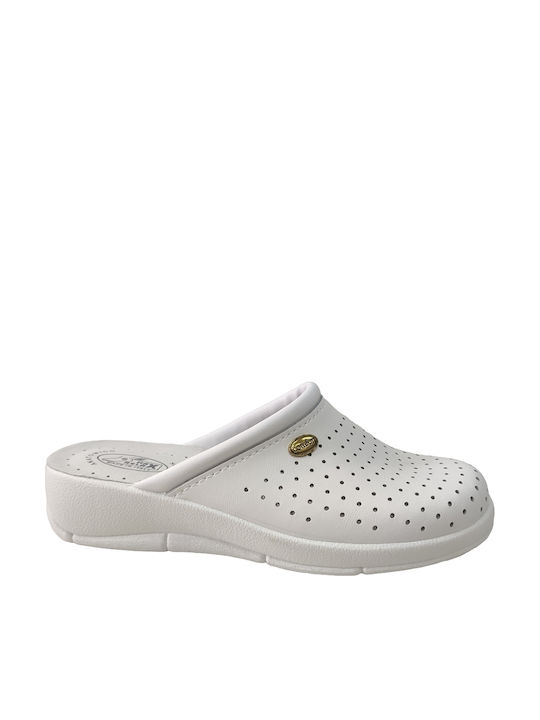 Max Relax Women's Leather Clogs White