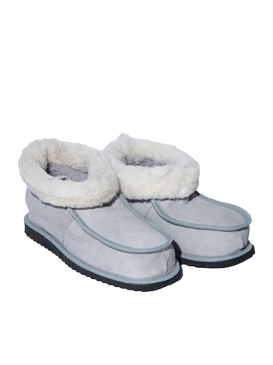 Men's Leather Printed Slippers Gray