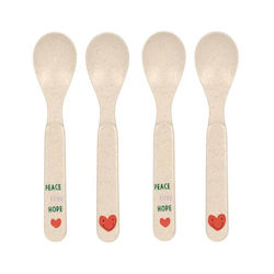 Laessig Baby Set with Spoons Rascals Smile made of Melamine for 6+ months Beige 4pcs