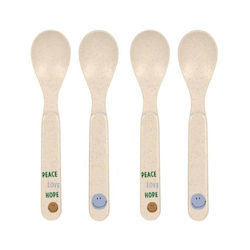 Laessig Baby Set with Spoons Rascals Smile made of Melamine for 6+ months Beige 4pcs