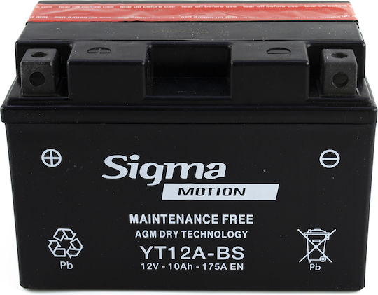Sigma Inchis Baterie Motocicleta YT12A-BS cu Capacitatea 10Ah