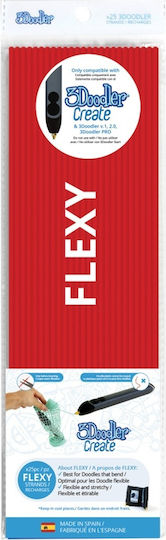 3Doodler 3D Printer Filament 3.0mm Flexy Red 0.002kg FLX04-RED 25τμχ (Refill)
