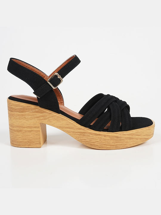 Piazza Shoes Suede Women's Sandals Black