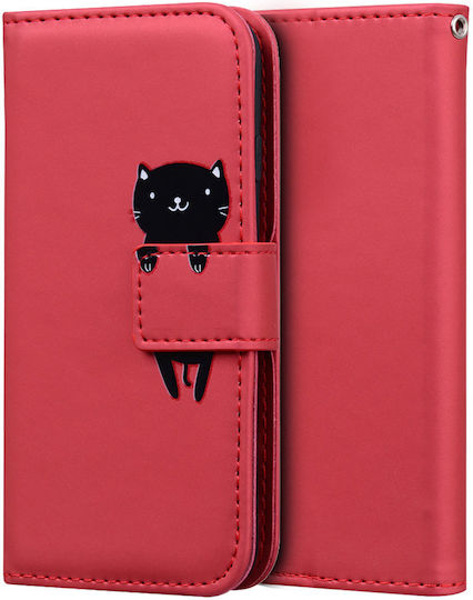 Wallet Cat Δερματίνης Κόκκινο (Redmi Note 8 Pro)
