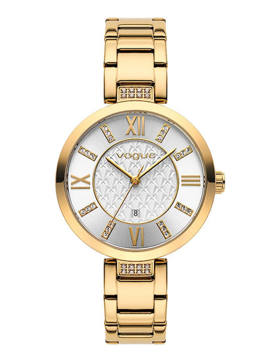 Vogue Γυναικείο Ρολόι 34mm Μπαταρίας με Χρυσό Μεταλλικό Μπρασελέ