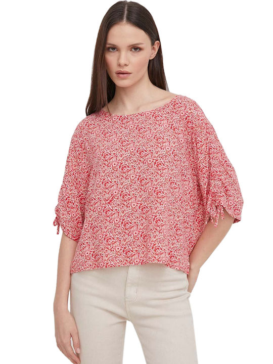 Pepe Jeans Women's Summer Blouse with 3/4 Sleeve Red