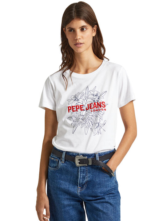 Pepe Jeans Women's Summer Blouse Short Sleeve White