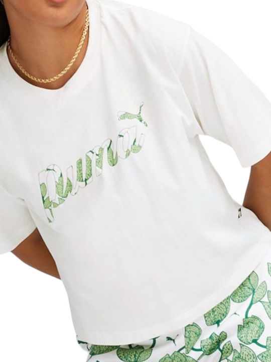 Puma Γυναικεία Καλοκαιρινή Μπλούζα Κοντομάνικη Λευκή