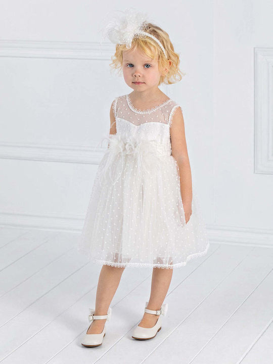 Designer's Cat White Baptism Dress made of Tulle