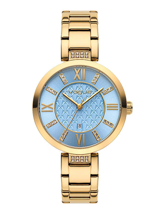 Vogue Γυναικείο Ρολόι 34mm Μπαταρίας με Χρυσό Μ...