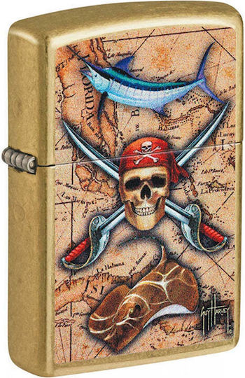 Zippo Guy Harvey Αντιανεμικός Αναπτήρας Φλόγας σε Χρυσό χρώμα