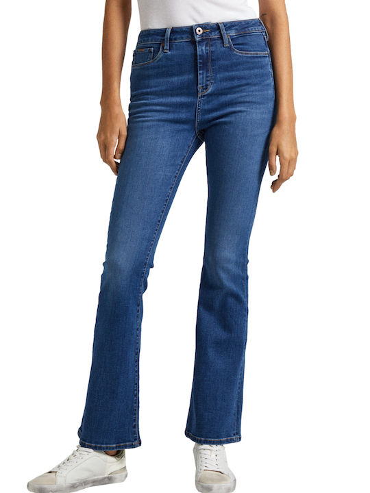 Pepe Jeans Γυναικείο Υφασμάτινο Παντελόνι Καμπάνα σε Skinny Εφαρμογή Μπλε
