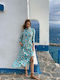 Summer Midi Shirt Dress with Tearing Turquoise