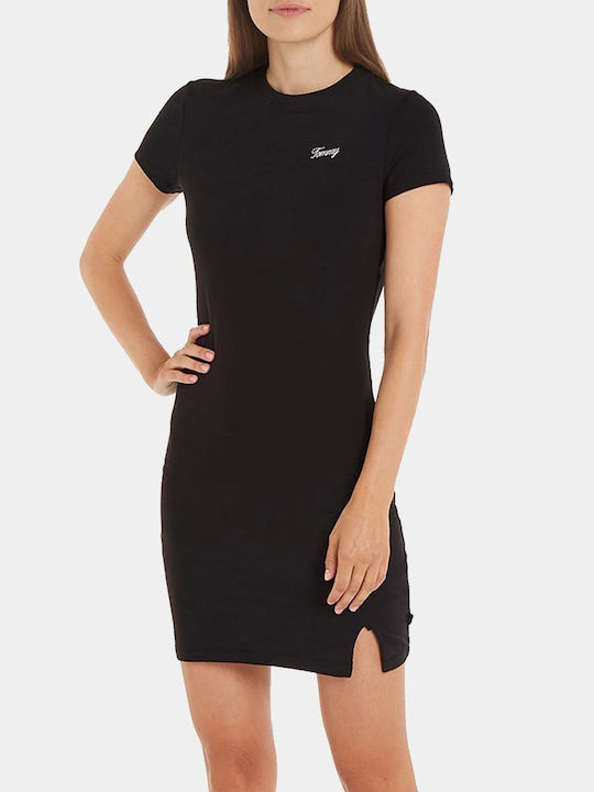 Tommy Hilfiger Mini Abendkleid mit Schlitz Schwarz