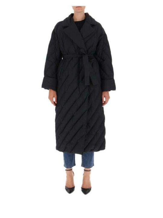 Pinko Women's Long Puffer Jacket for Winter Black