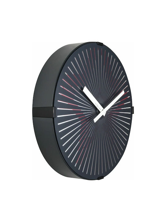 Nextime Αθόρυβο Ρολόι Τοίχου Πλαστικό Μαύρο Ø30cm