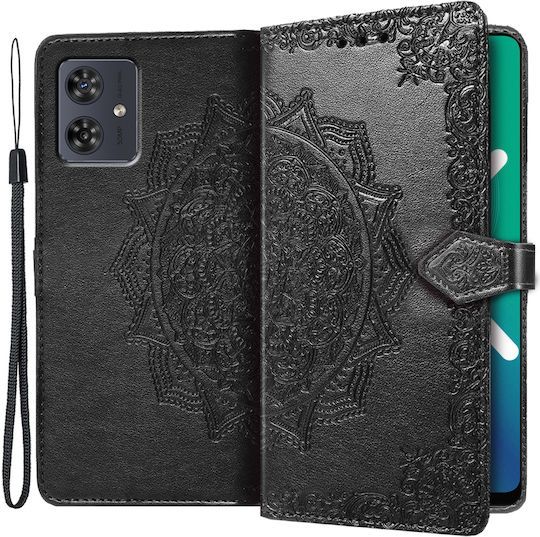 Motorola Buchen Sie Synthetisches Leder / Kunststoff / Silikon Schwarz (Motorola Moto G54 5G)