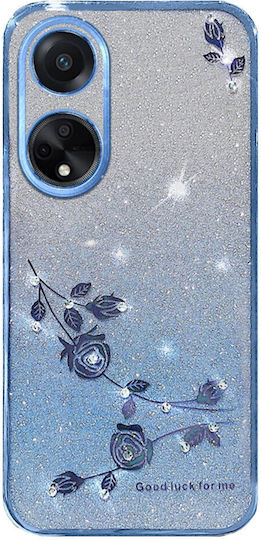Oppo Glitter Flower Back Cover Σιλικόνης Μπλε (Oppo A58 4G)