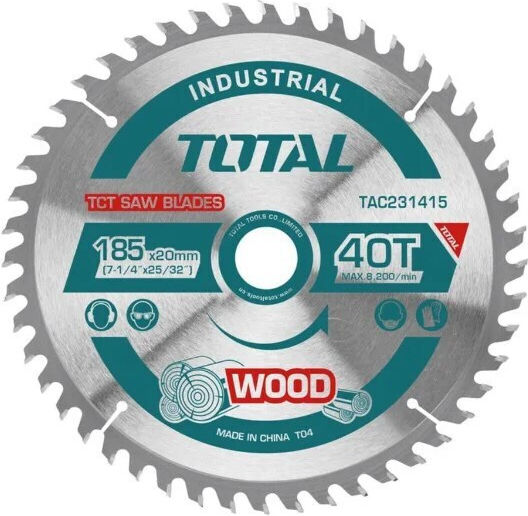 Total Cutting Disc Wood Hole Diameter 185mm with 40 Teeth 1pcs