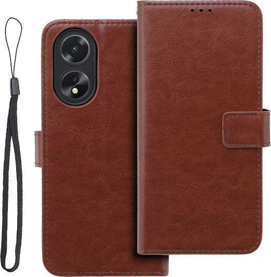 Crazy Horse Brieftasche Synthetisches Leder / Kunststoff / Silikon Braun (Oppo A38 4G)