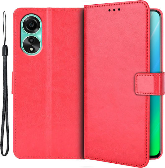 Crazy Horse Wallet Piele artificială / Plastic / Silicon Roșu (Oppo A78 4G)