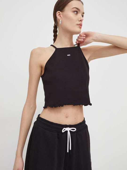 Tommy Hilfiger pentru Femei de Vară Crop Top fără Mâneci Negru