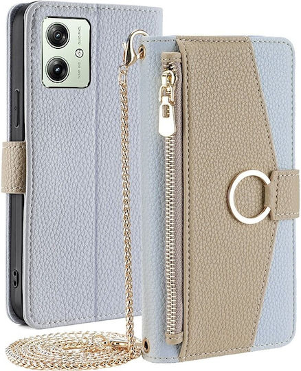 Motorola Wallet Zipper Pocket Piele artificială Albastru (Motorola Moto G54 5G)