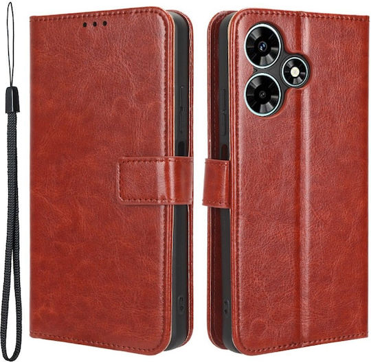 Crazy Horse Wallet Piele artificială / Plastic / Silicon Maro (Infinix Hot 30I)