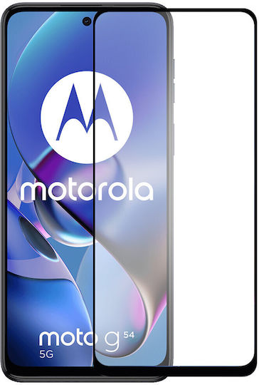 Motorola 0.3mm Full Face Tempered Glass Μαύρο (Motorola Moto G54 5G)