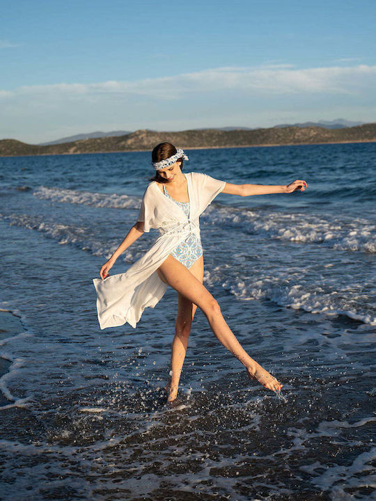 Achilleas Accessories Women's Maxi Caftan Beachwear WHITE