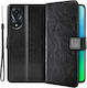 Crazy Horse Wallet Synthetic Leather / Plastic / Silicone Black (Oppo A78 5G)