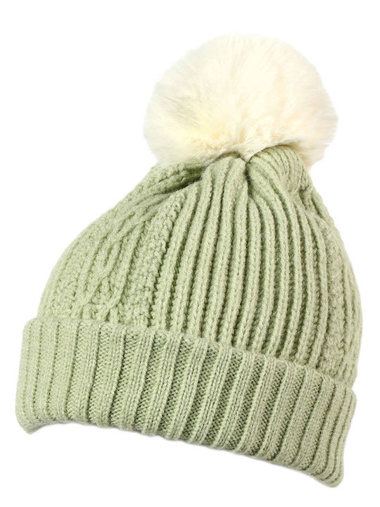 Pom Pom Beanie Unisex Beanie Gestrickt in Türkis Farbe