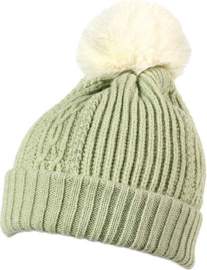 Pom Pom Beanie Unisex Beanie Gestrickt in Türkis Farbe