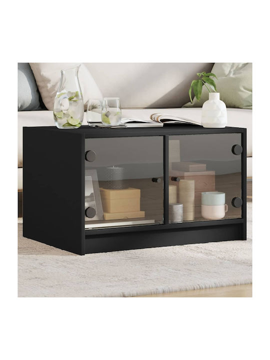 Rectangular Side Table Glass Black L68xW50xH42cm