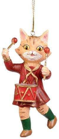 Mit Trommel 9cm Mo Hängendes Katze Ornament
