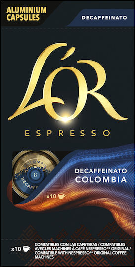 L'Or Κάψουλες Espresso Colombia Colombia Decaffeine Decaffeine Συμβατές με Μηχανή L'Or 10caps