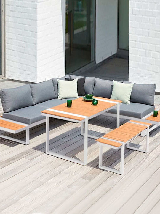 Garten- und Outdoor-Möbelsets Artemis 4 Stück Weiß - Karydi