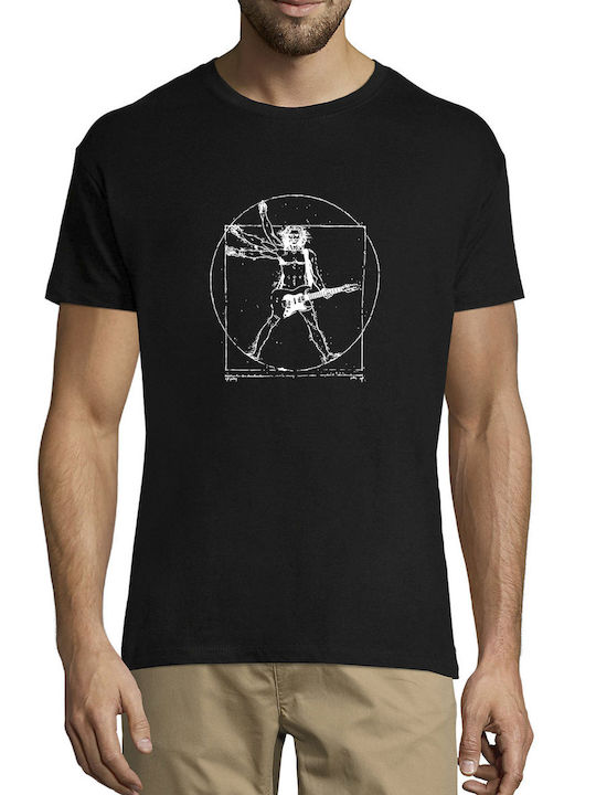 Vitruvian Guitar Player, Rock Guitar T-shirt Black