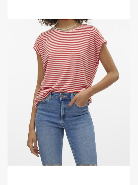 Vero Moda Bluza de Damă de Vară Mâneci scurte Roșie