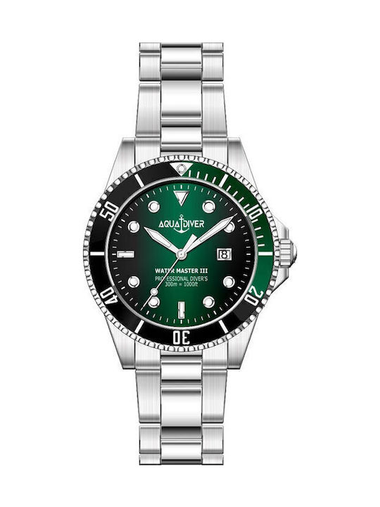 Aquadiver Water Master Men's Watch 42mm Battery with Silver Stainless Steel Bracelet Aquadiver Water Master Men's Watch 42mm Battery with Silver Stainless Steel Bracelet