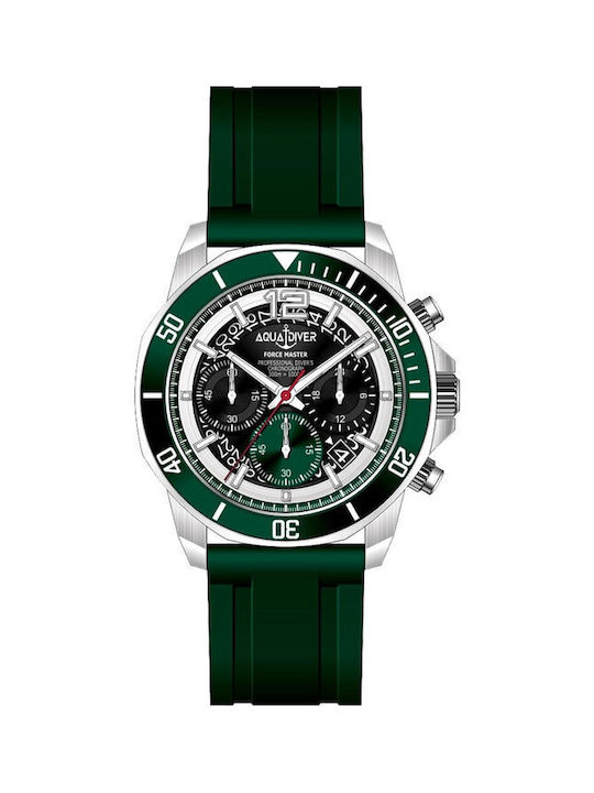 Aquadiver Master Watch Chronograph Battery with Green Rubber Strap