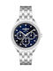 Women's Watch 36mm Chronograph Battery with Stainless Steel Bracelet Silver/Blue