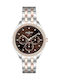 Women's Watch 36mm Chronograph Battery with Stainless Steel Bracelet Silver/Pink Gold/Brown