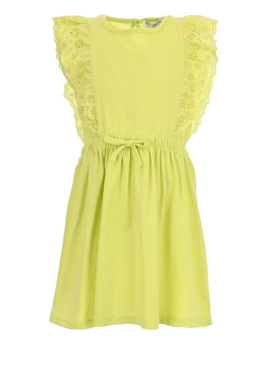 Детска Рокля Без ръкави Обикновени Lime Green