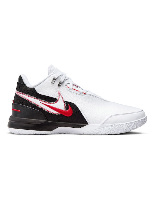 Nike LeBron NXXT Gen AMPD Χαμηλά Μπασκετικά Παπούτσια Λευκό / University Red / Metallic Silver / Μαύρο